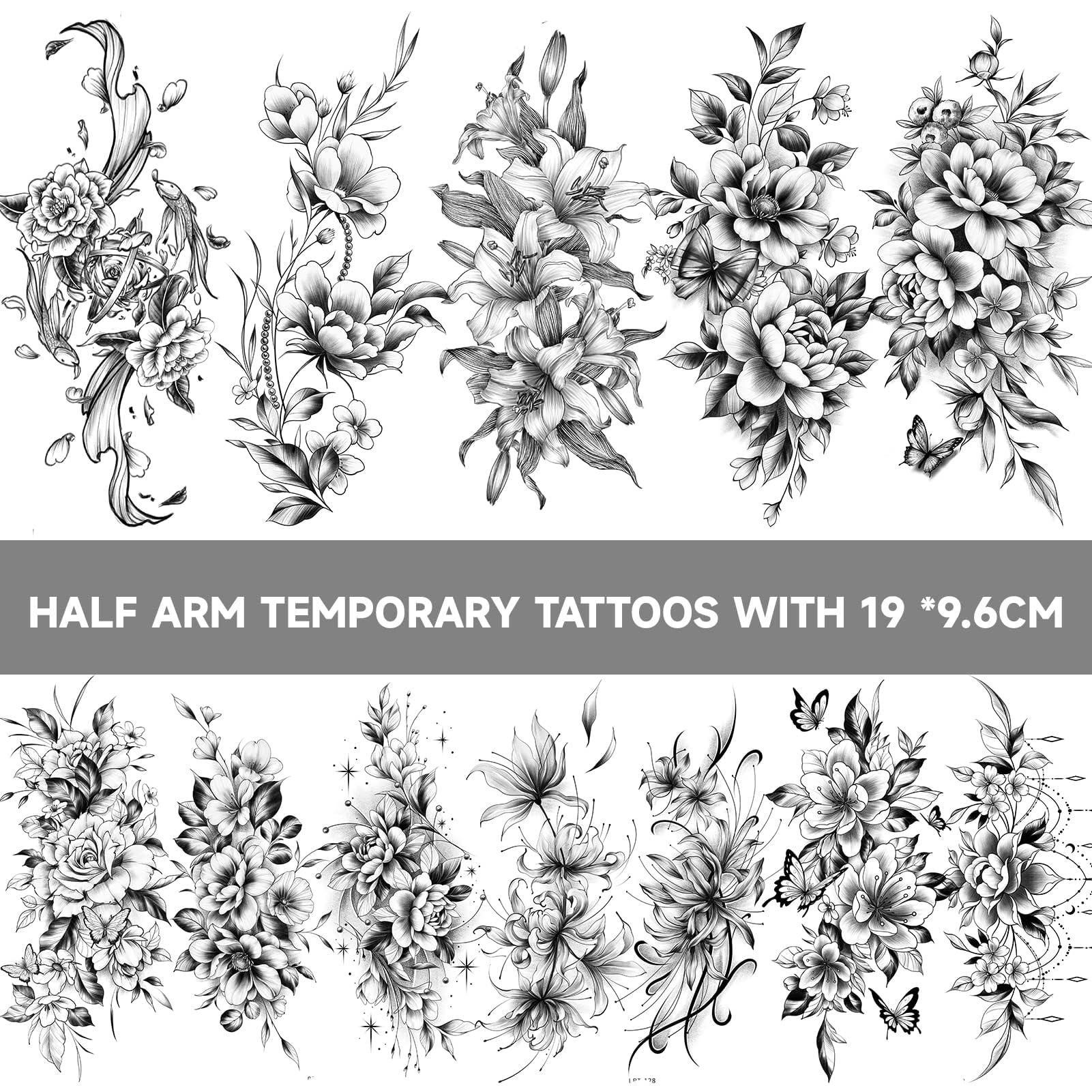 EMOME tatuajes temporales, diseños florales realistas en la piel, ideal para combinar atuendos.