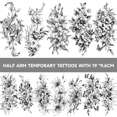 EMOME tatuajes temporales, diseños florales realistas en la piel, ideal para combinar atuendos.