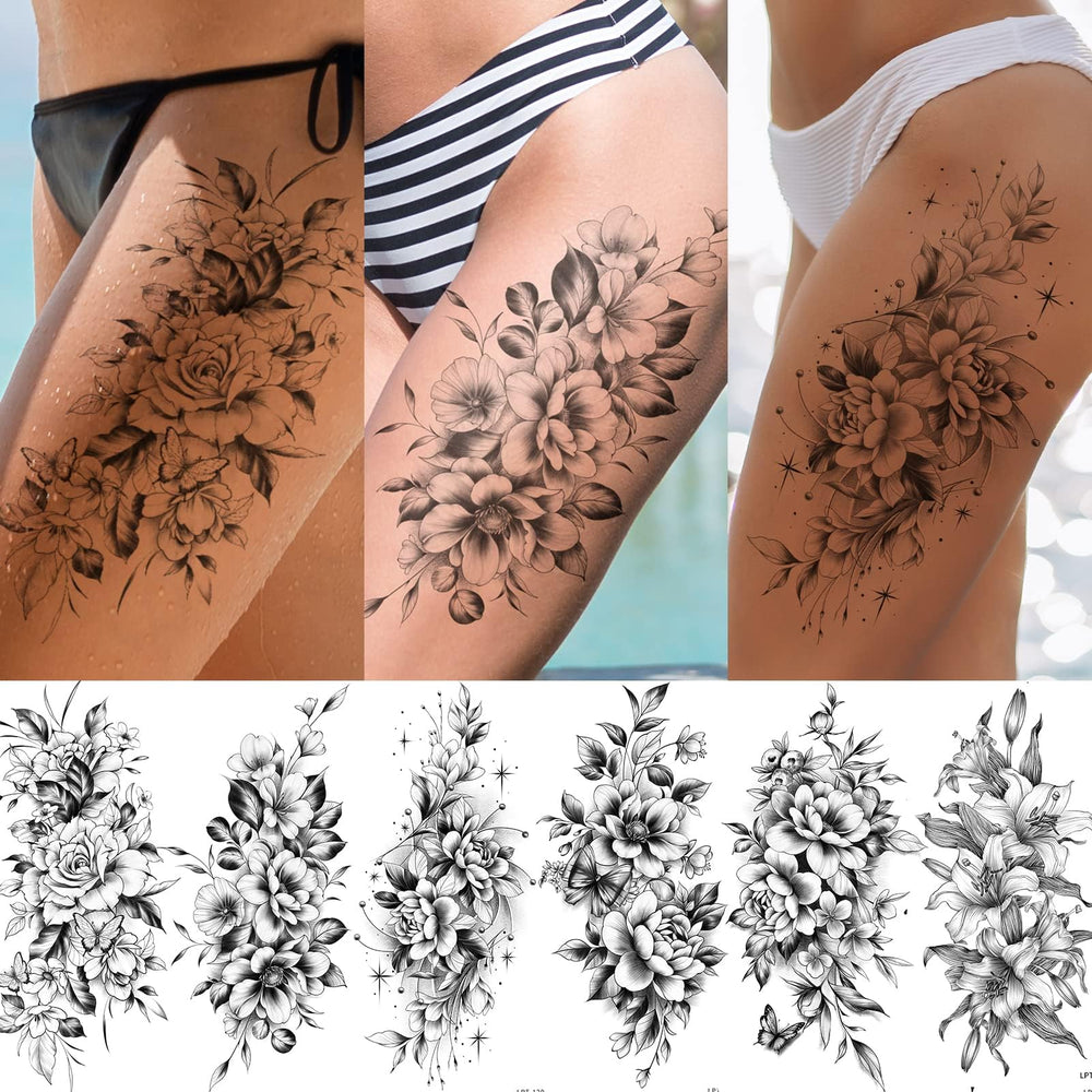EMOME tatuajes temporales flor en hombro, apariencia sofisticada sin dolor y duración flexible.