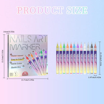 Empaque compacto del set de bolígrafos de arte para uñas, ideal para viaje.
