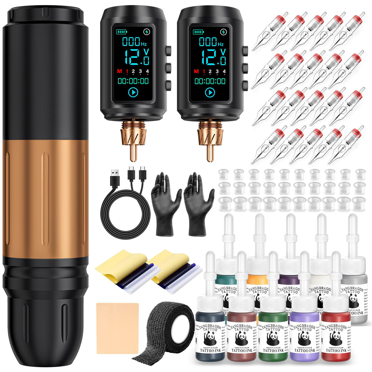 EMRICE Tattoo Gun Kit inalámbrico con baterías 1600mAh para libertad de movimiento.