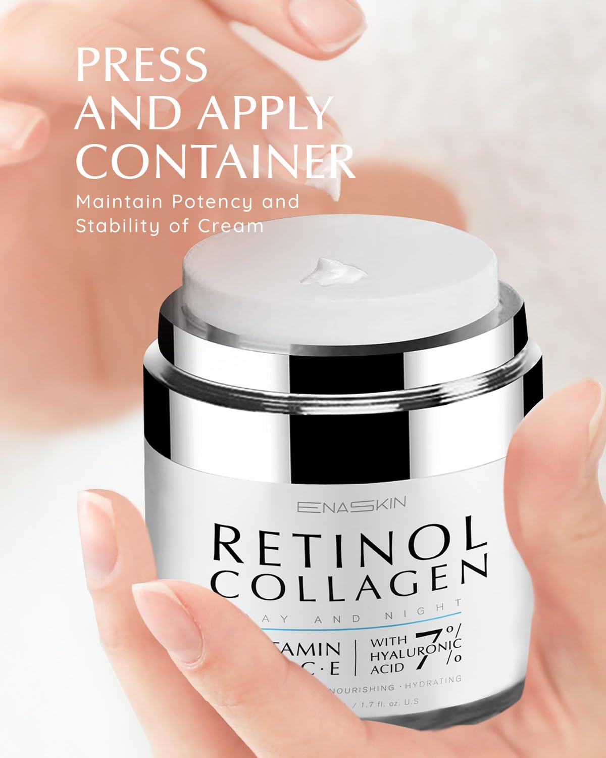 Tecnología de retención de humedad en EnaSkin Crema Retinol para piel hidratada.