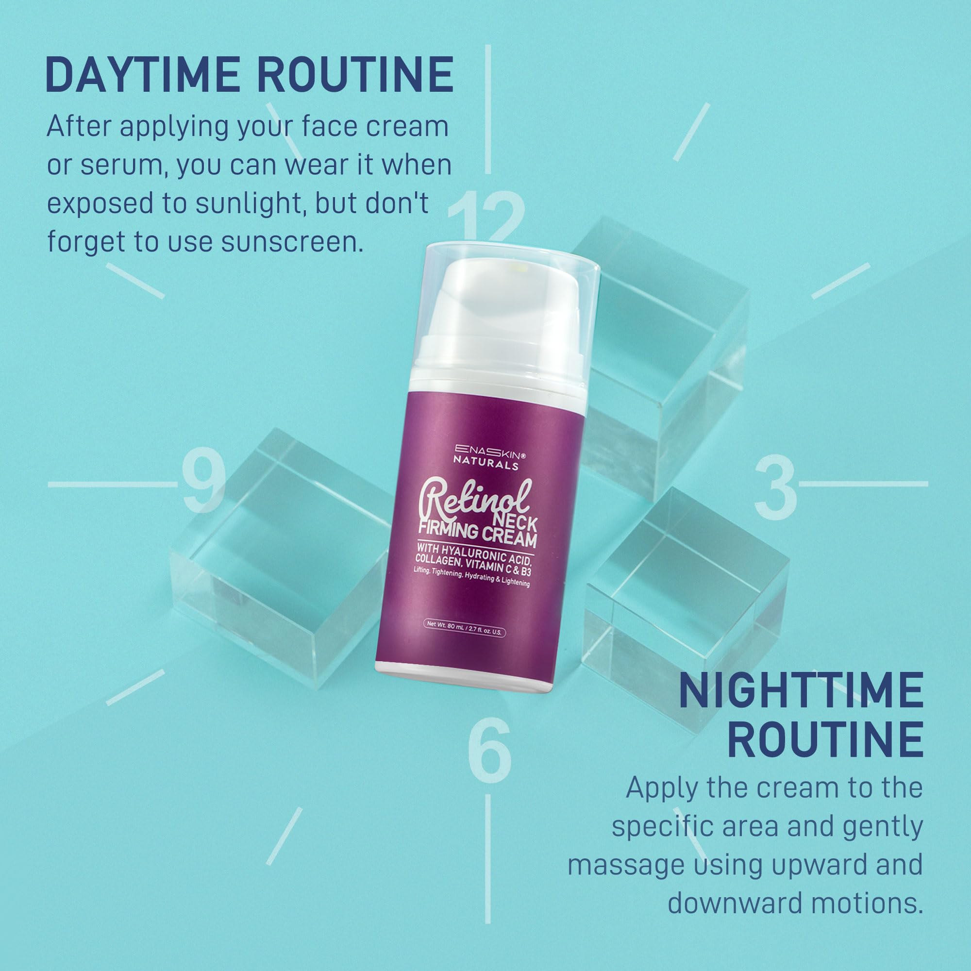 Crème retinol Enaskin Naturals 2,7 oz, rituel quotidien.