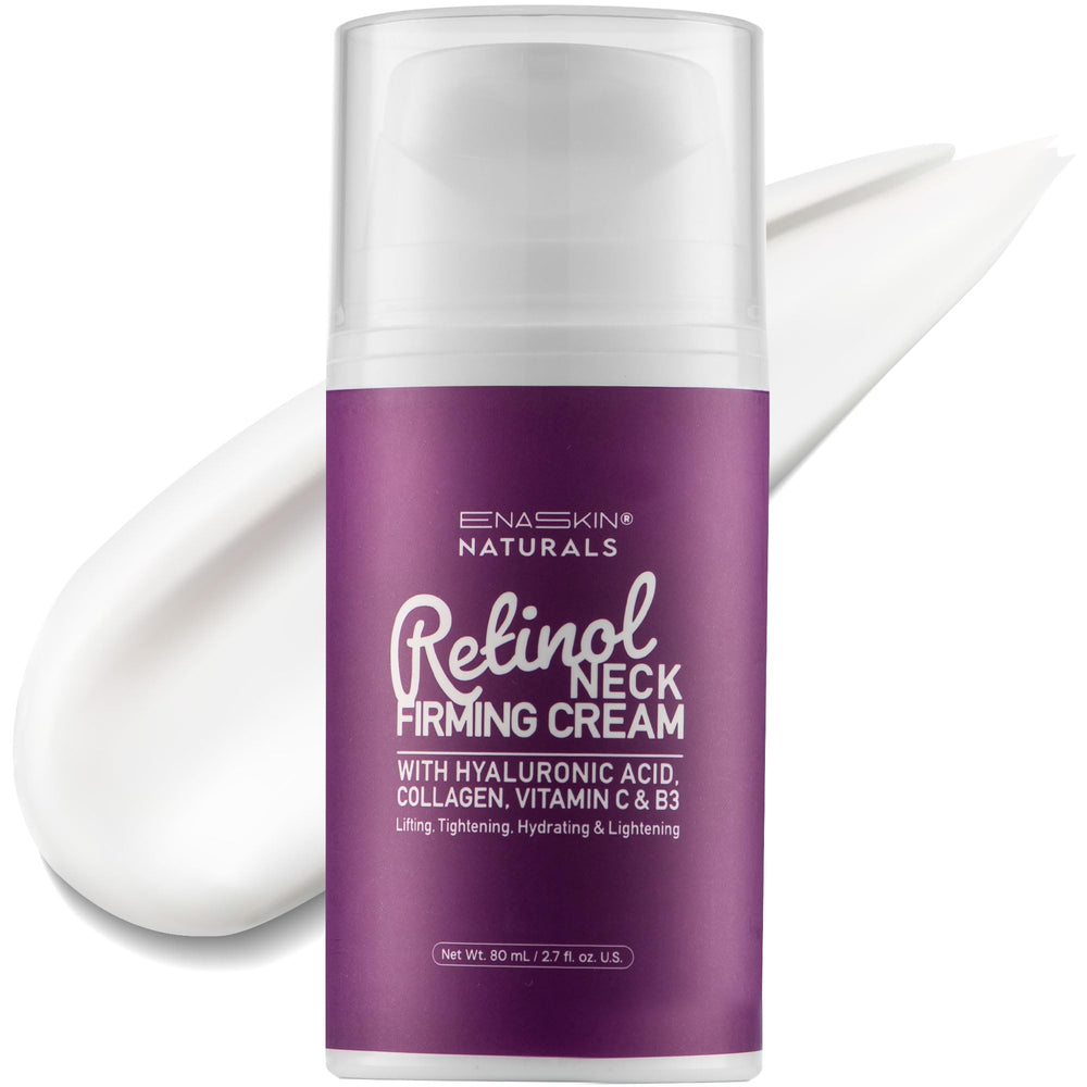Crème Enaskin Naturals Retinol pour le cou sur pompe, application précise et propre.