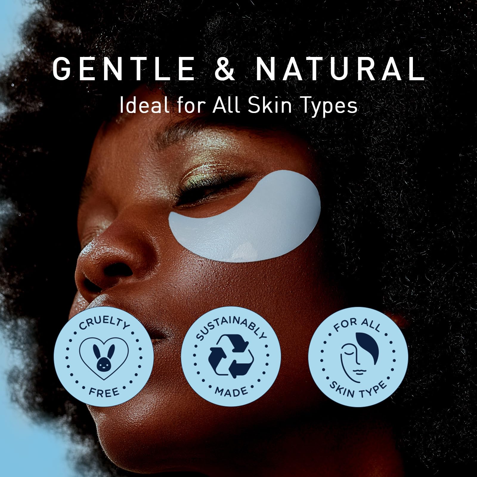 Enaskin Naturals gel-mask closeup highlights delicate skin-friendly formula for eye area.