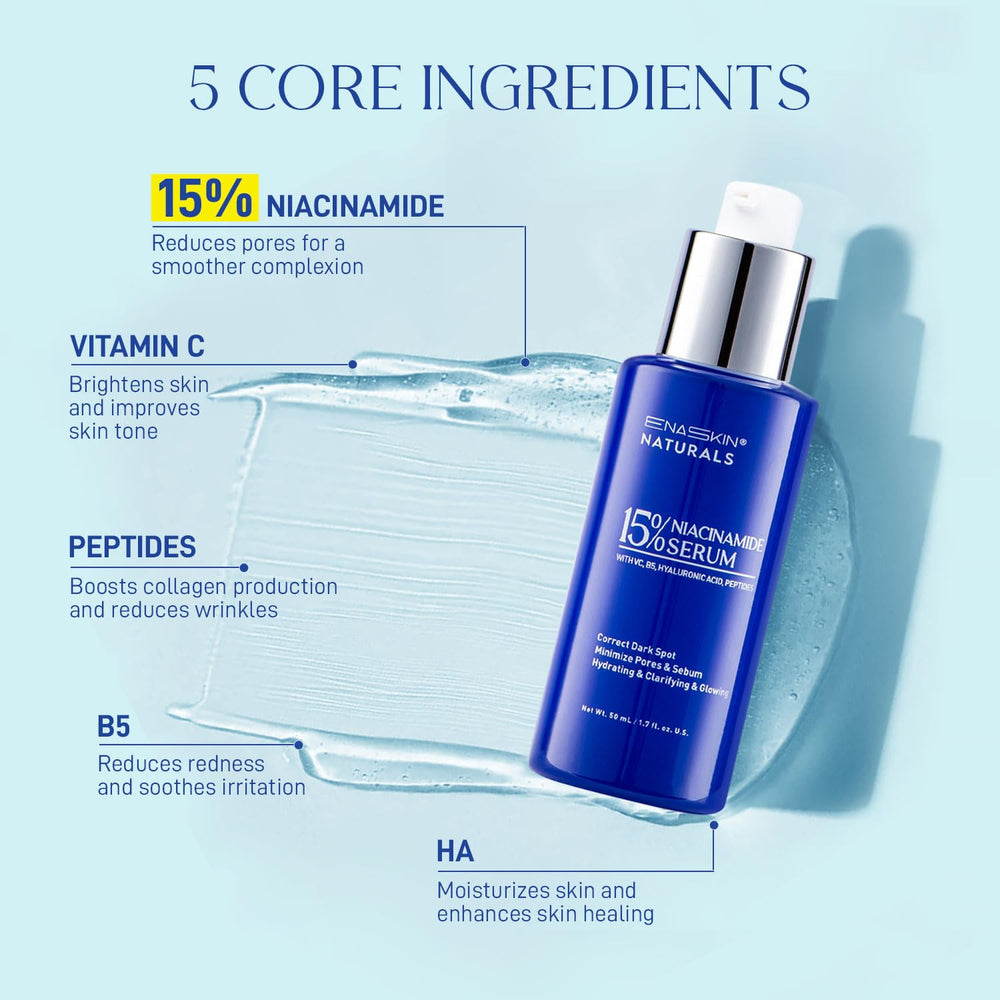 Enaskin Naturals Niacinamida 15% reduce poros visibles para piel más uniforme