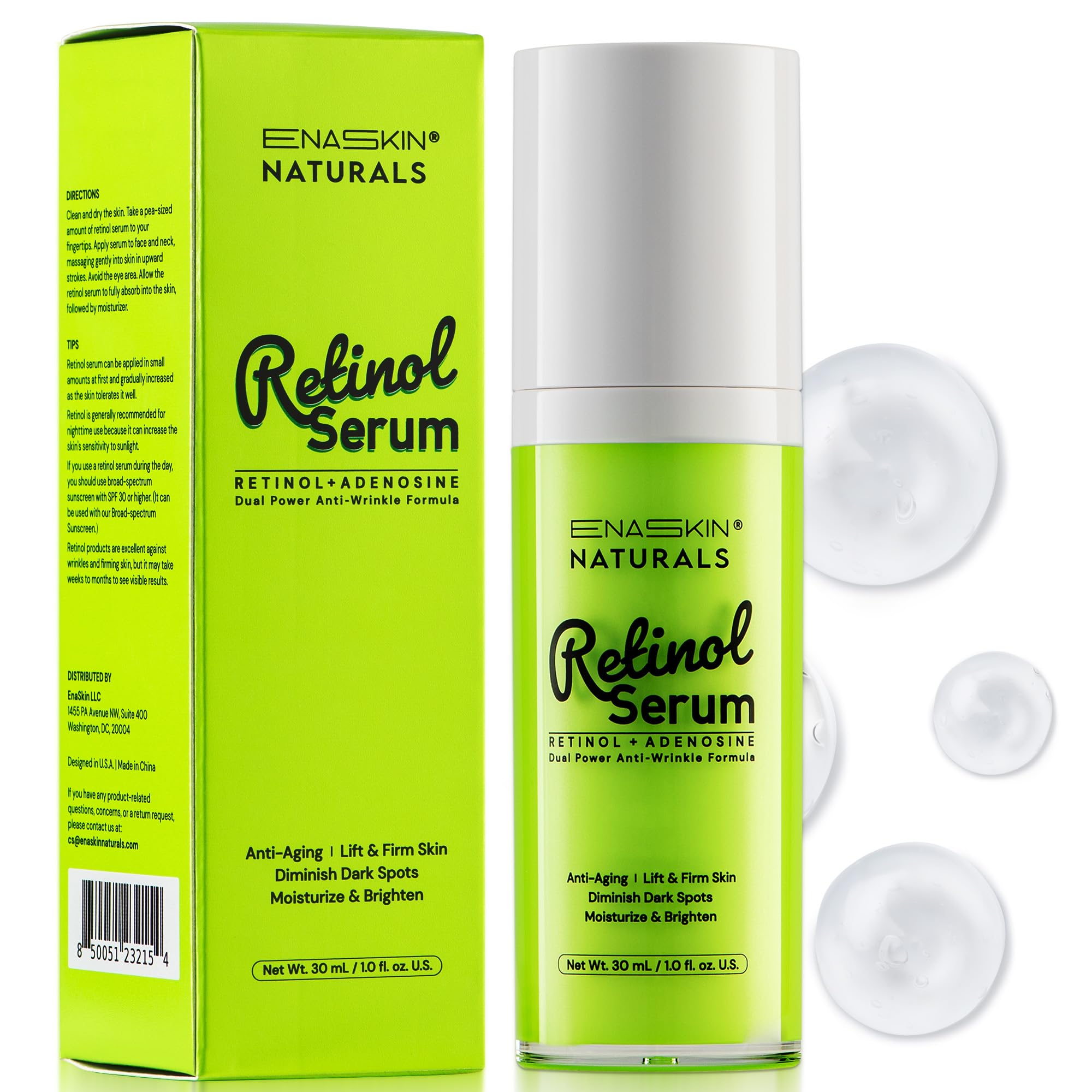 Enaskin Naturals Sérum Antiarrugas Retinol en bote, suaviza piel y mantiene hidratación