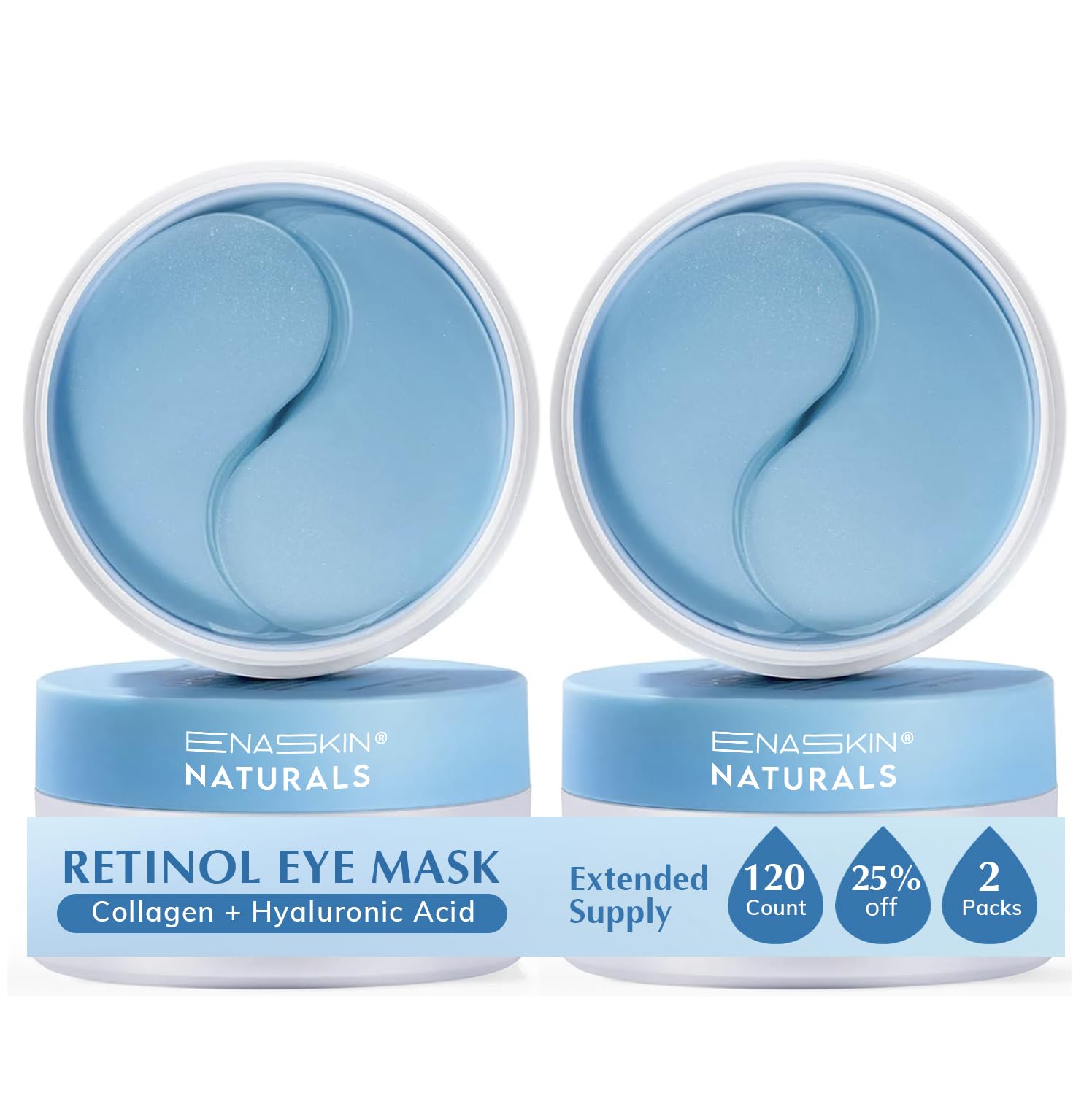 Enaskin Naturals under-eye patches blue pack deliver refreshing hydration for tired eyes.