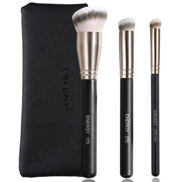 ENERGY kit de brochas de maquillaje con estuche, ideal para retoques en cualquier lugar.