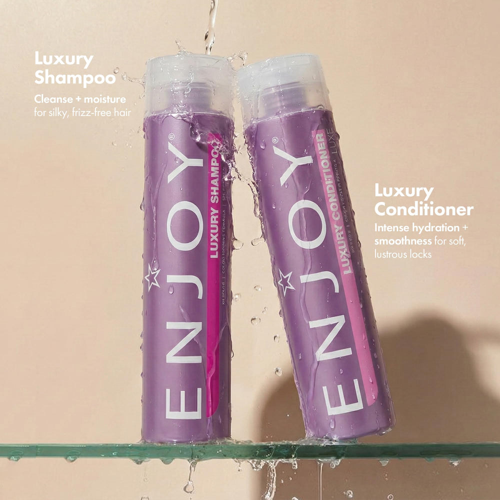 Conditionneur Enjoy Luxe en flacon pour des cheveux doux et faciles.