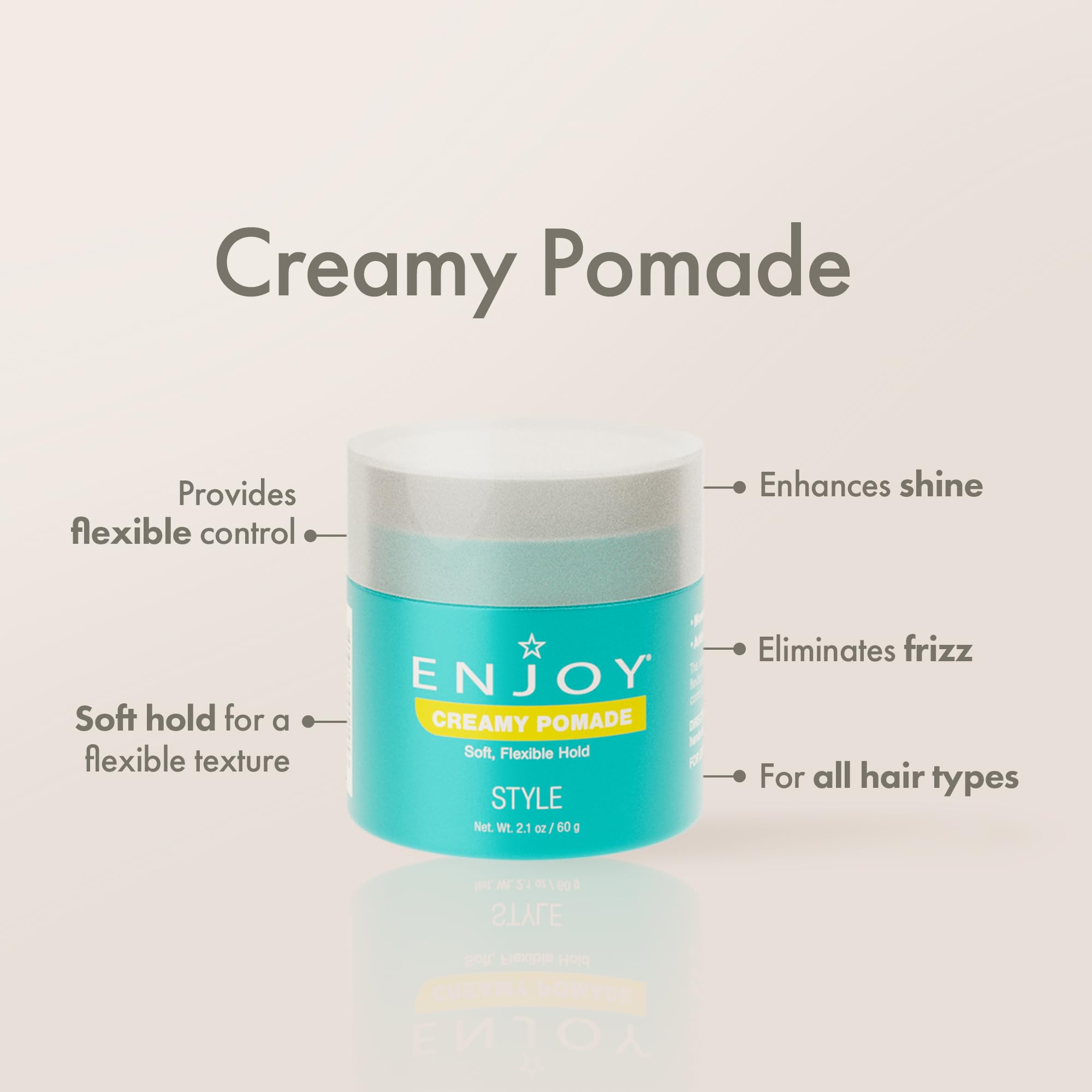 Enjoy Creamy Pomade: aplicación manual para distribución uniforme sin peso