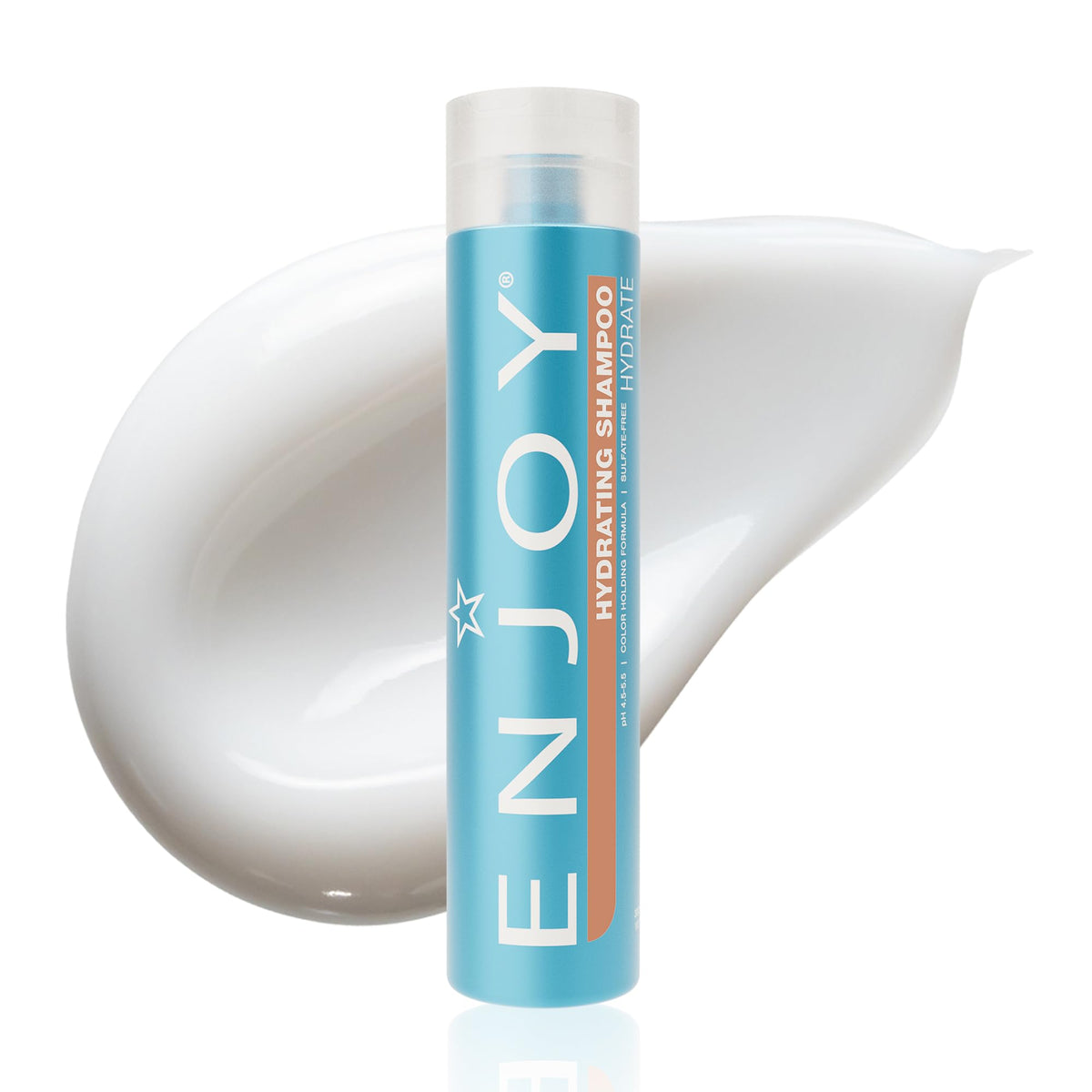 Enjoy Hydrating Shampoo bottle shows the gentle sulfate-free formula for soft, shiny hair.