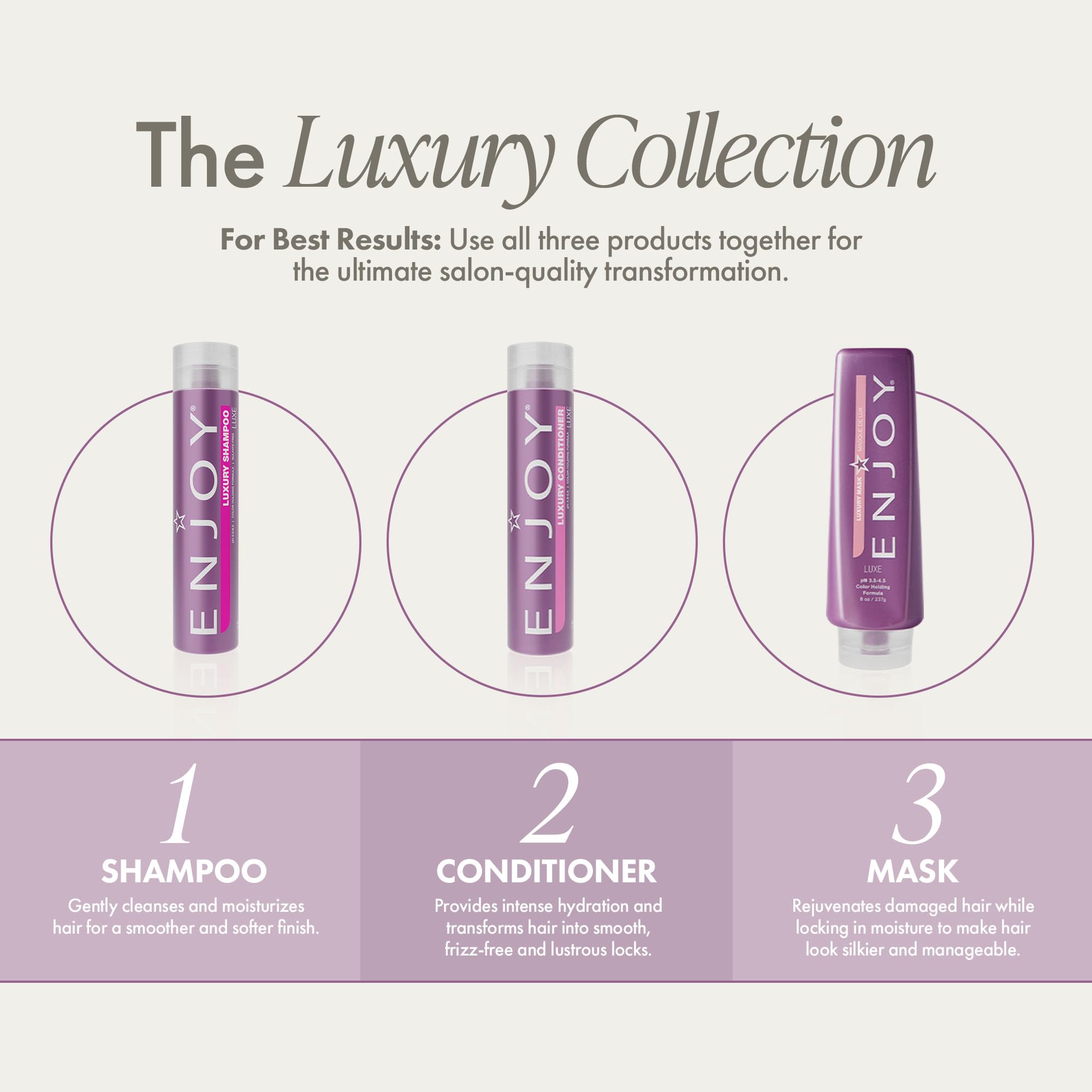 Cheveux lisses et brillants apres l utilisation Enjoy Luxury Conditioner