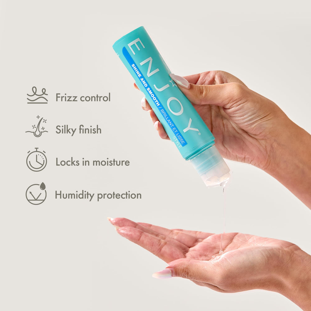 Enjoy Shine & Smooth hidratación intensa en frasco para cabello suave.