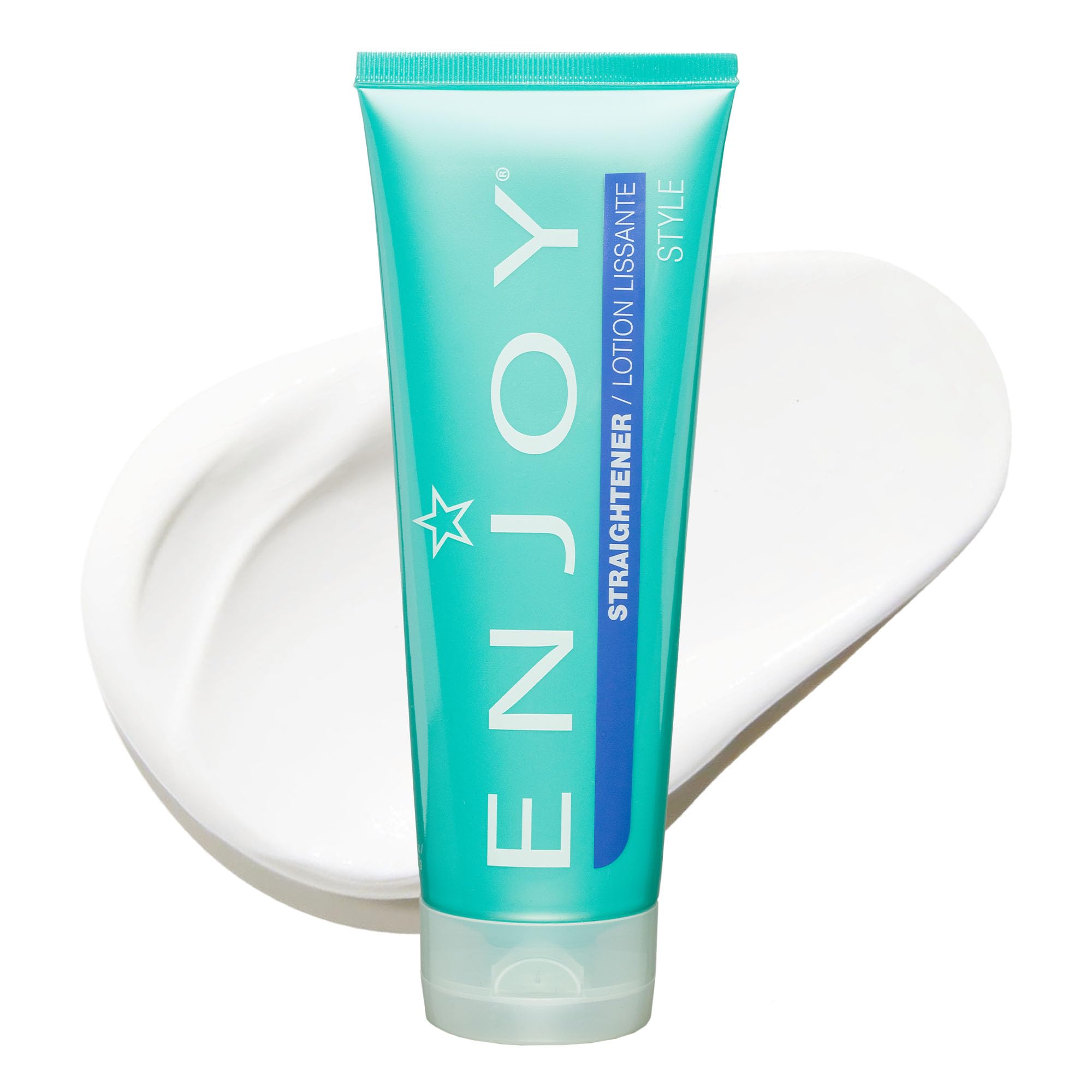 Enjoy Straightener – bouteille de crème coiffante pour un lissage doux.