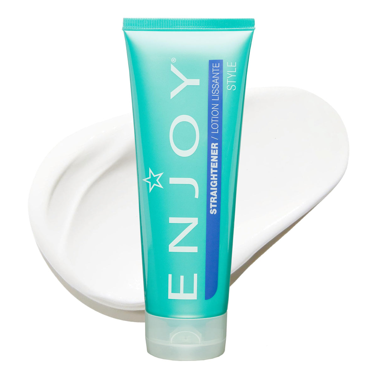 Enjoy Straightener – bouteille de crème coiffante pour un lissage doux.