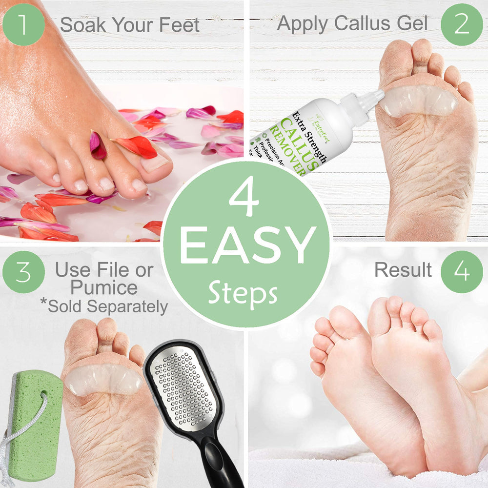 EntreFeet Procedimiento de pedicure seguro con gel y piedra pómez.