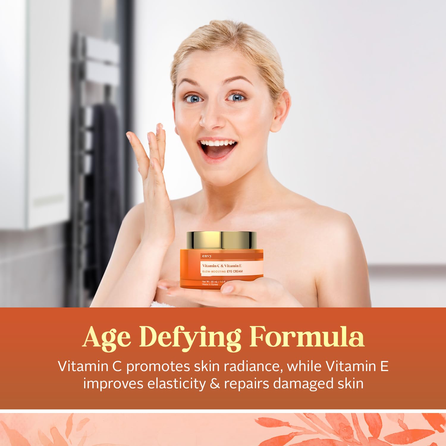 Envy aplicación contorno ojos, masaje suave para revitalizar la mirada.