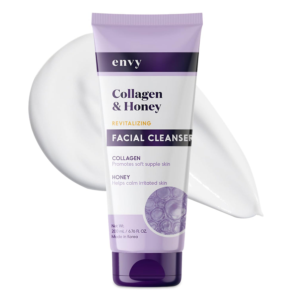 Envy limpiador facial con dispensador en botella para dosificación precisa.