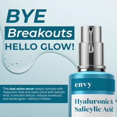 Envy Hyaluronic Serum drops application demonstrates precise dispensing for even hydration.