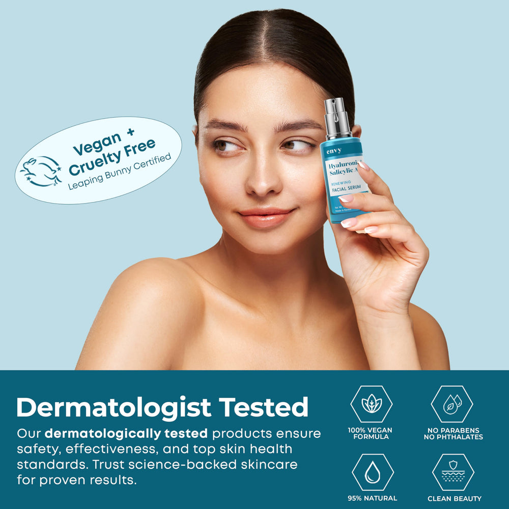 Envy Hyaluronic Serum in a morning routine boosts hydration before makeup.