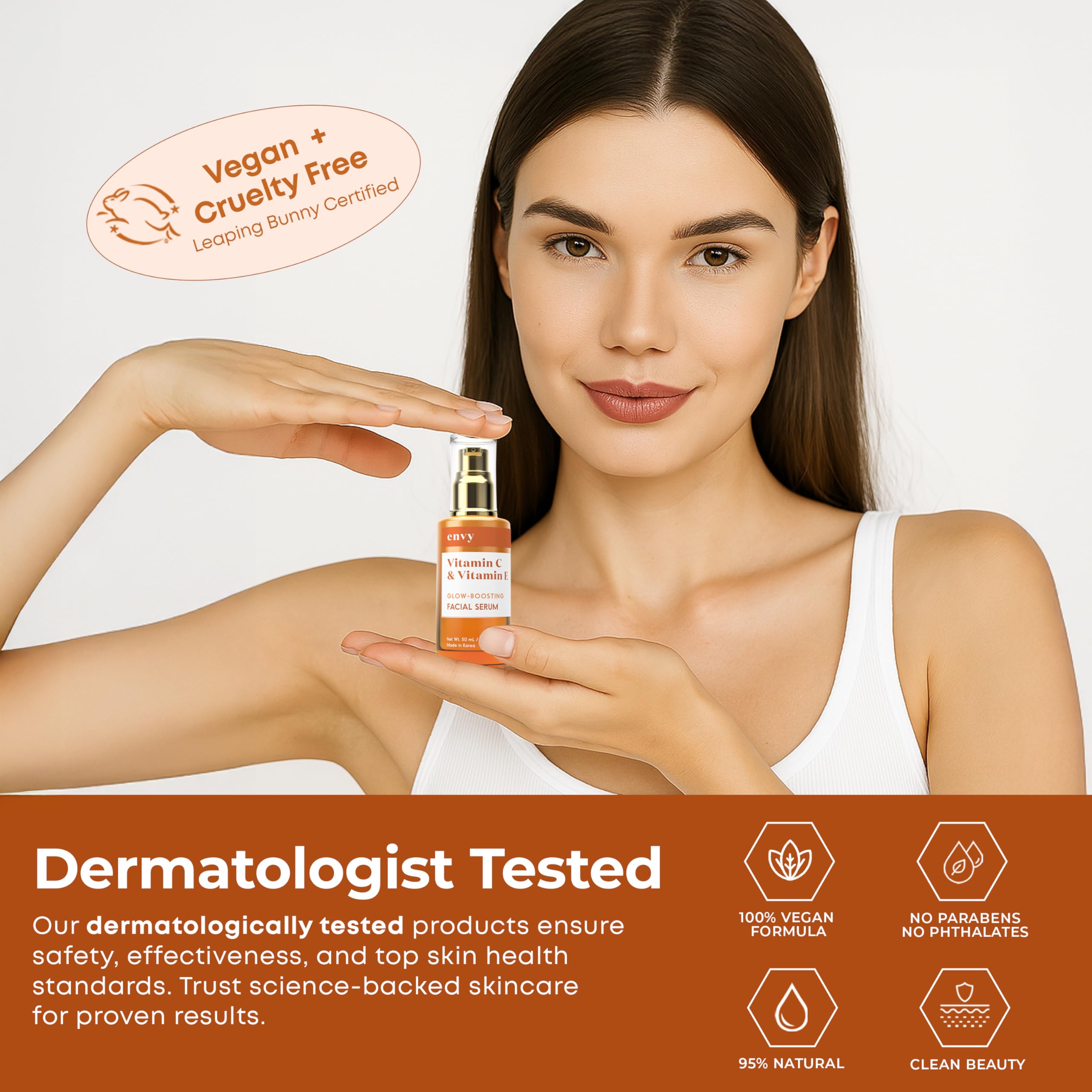 Ingredientes naturales de Envy Serum Vitamina C cuidan la piel.