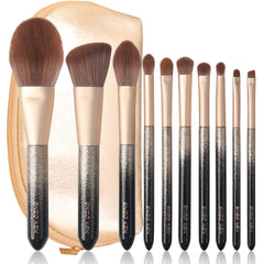 ENZO KEN set de brochas natural sable para rostro y ojos, acabado suave.