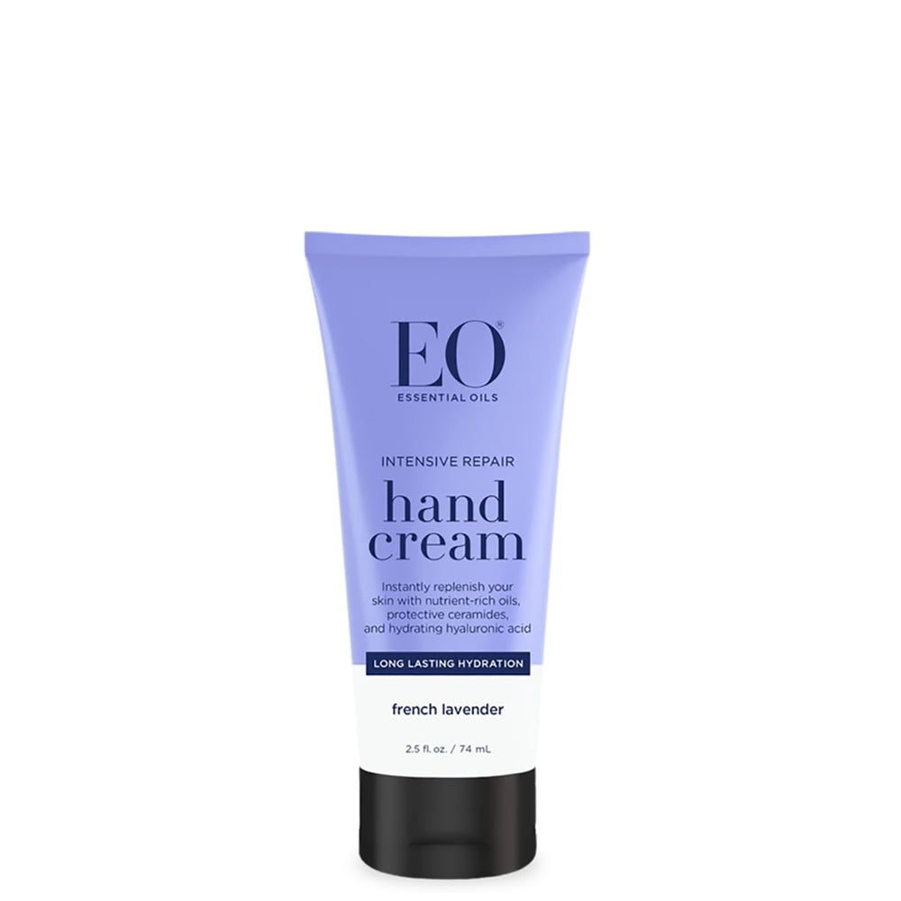EO crema de manos Lavanda, envase frontal, hidratación suave para manos