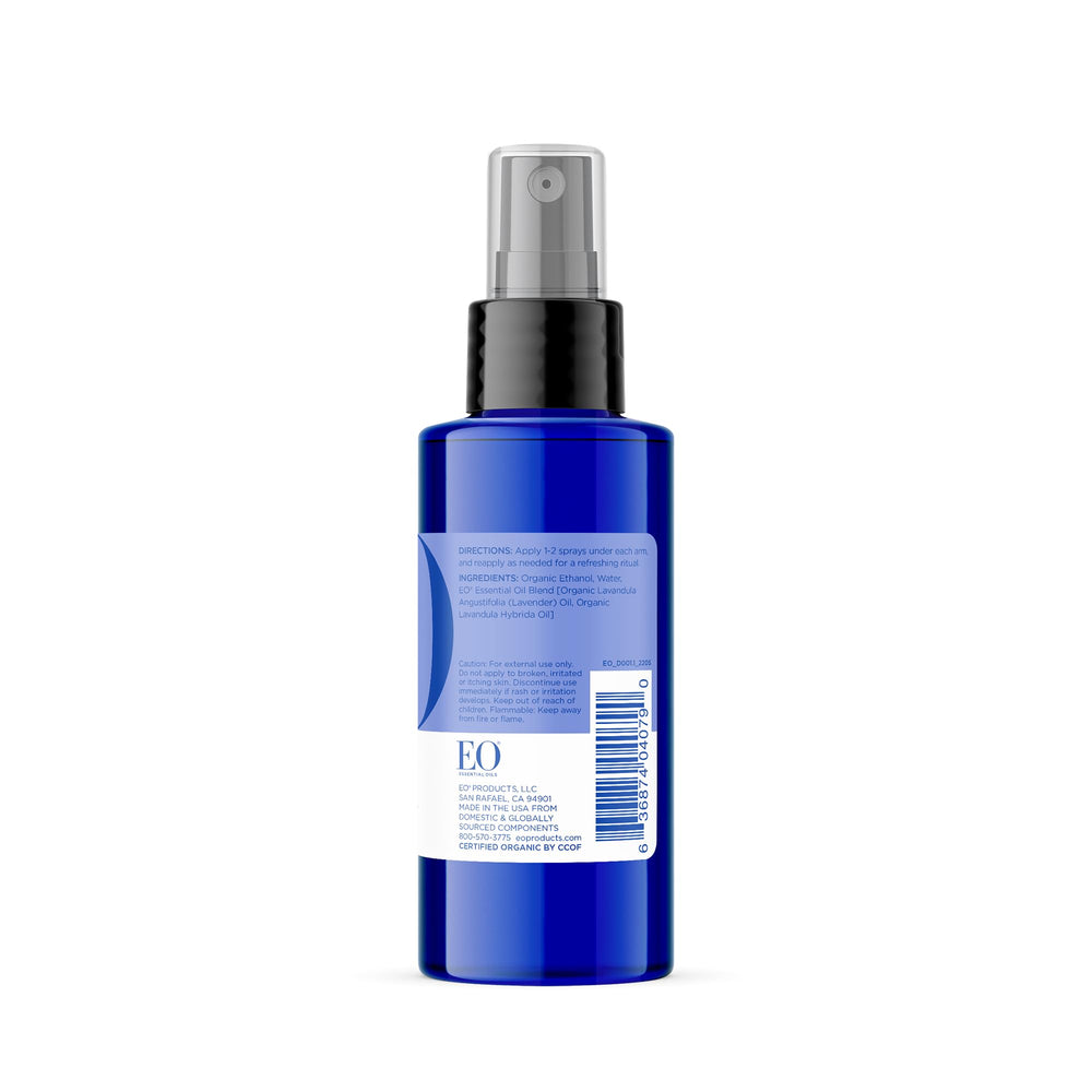 Recycled plastic bottle from EO Deodorant supports sustainable packaging.