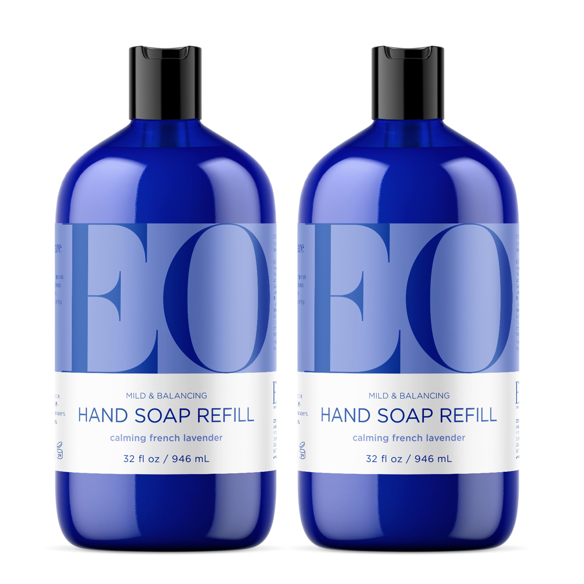 EO French Lavender hand soap refill bottles; ideal for easy refills and waste reduction.