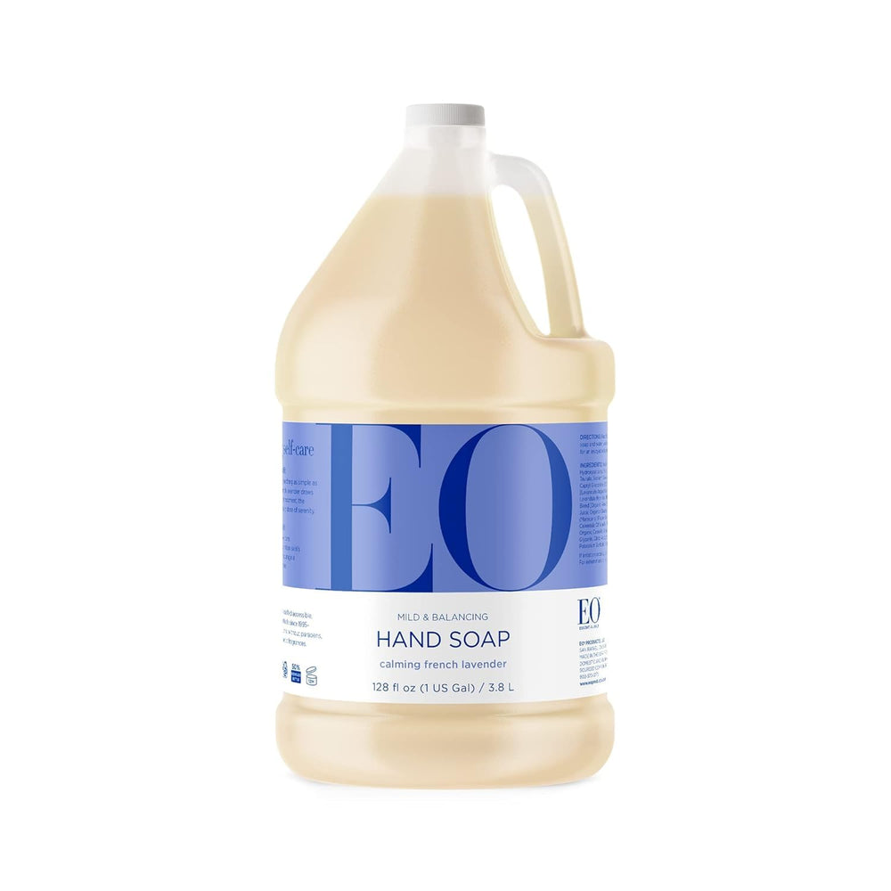 Jabón para manos EO lavanda francesa, botella de 128 oz, limpieza suave.