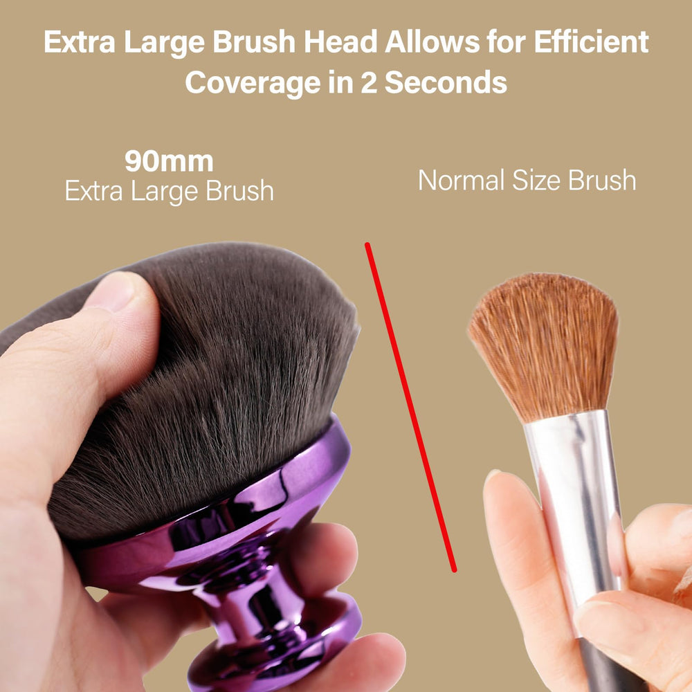 Mango ergonómico morado EOICCEOH para agarre cómodo durante el maquillaje corporal.