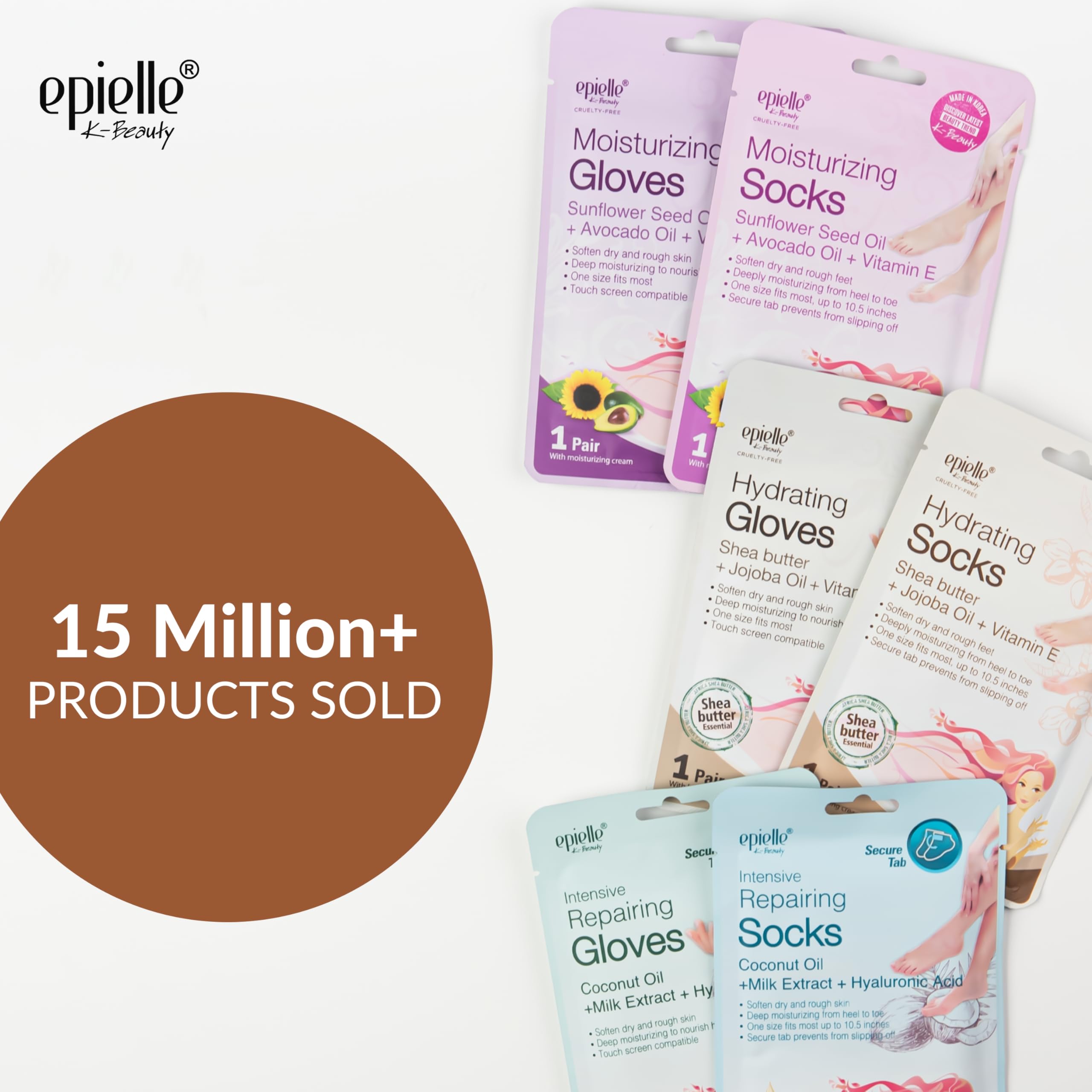 Epielle foot mask moisturizing socks applied to soften rough feet