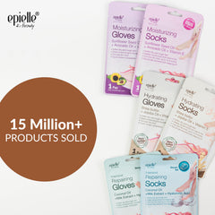 Epielle foot mask moisturizing socks applied to soften rough feet