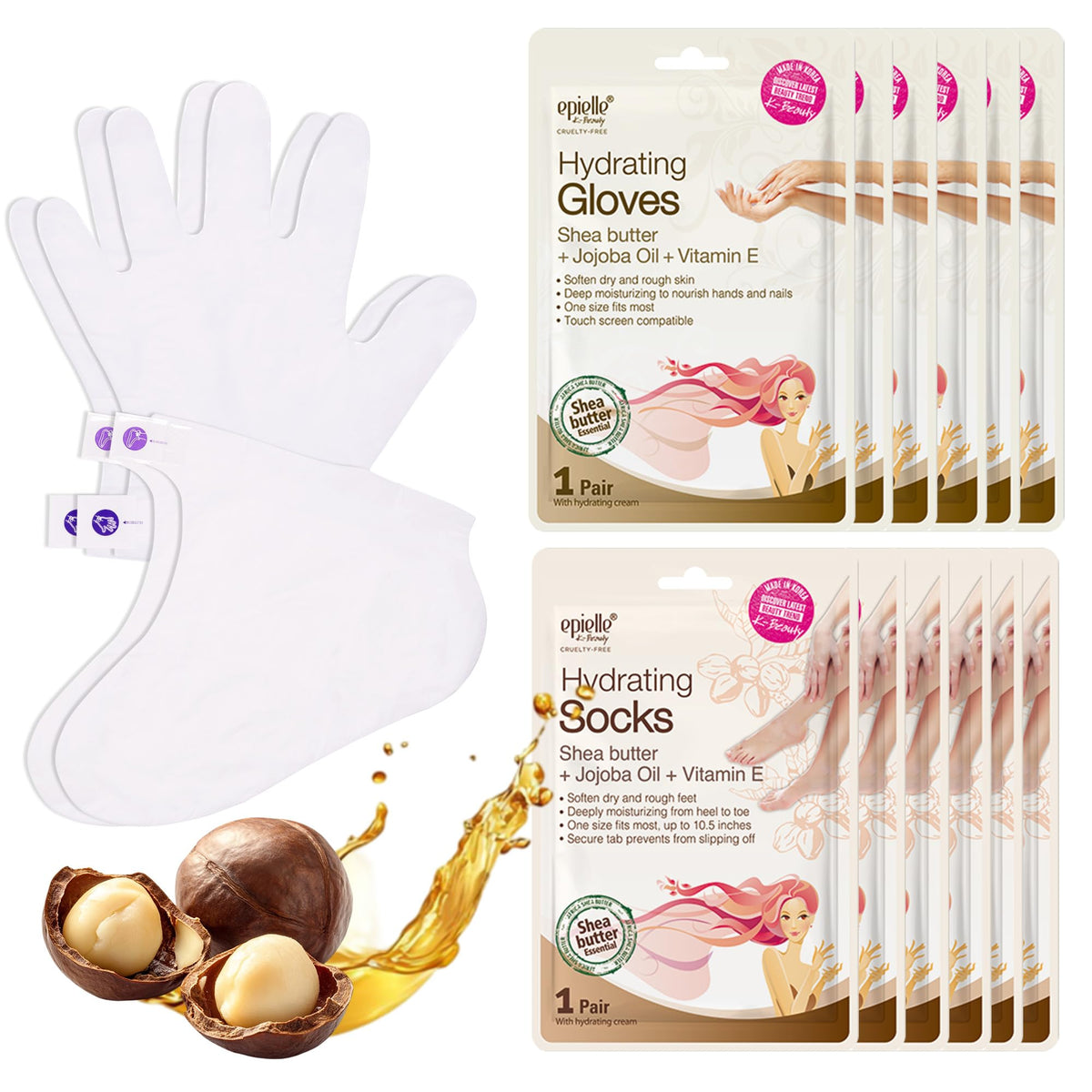 Guantes Epielle hidratantes para manos, nutrición profunda y suavidad al tacto.