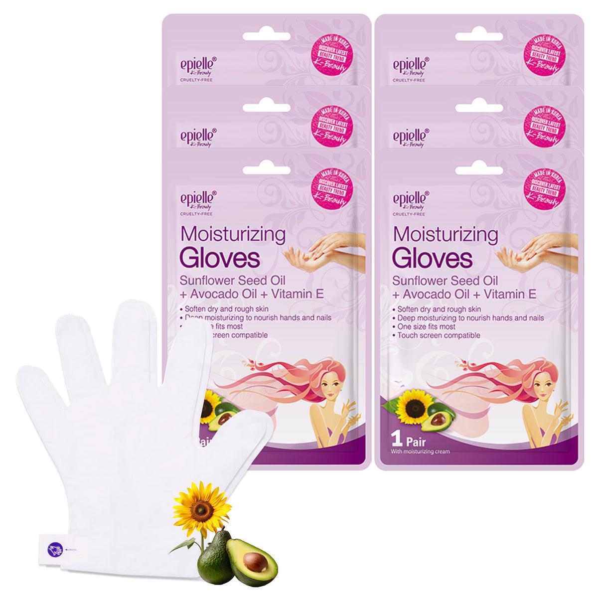 Epielle mascarilla de manos hidratante con aceite de girasol para piel suave.