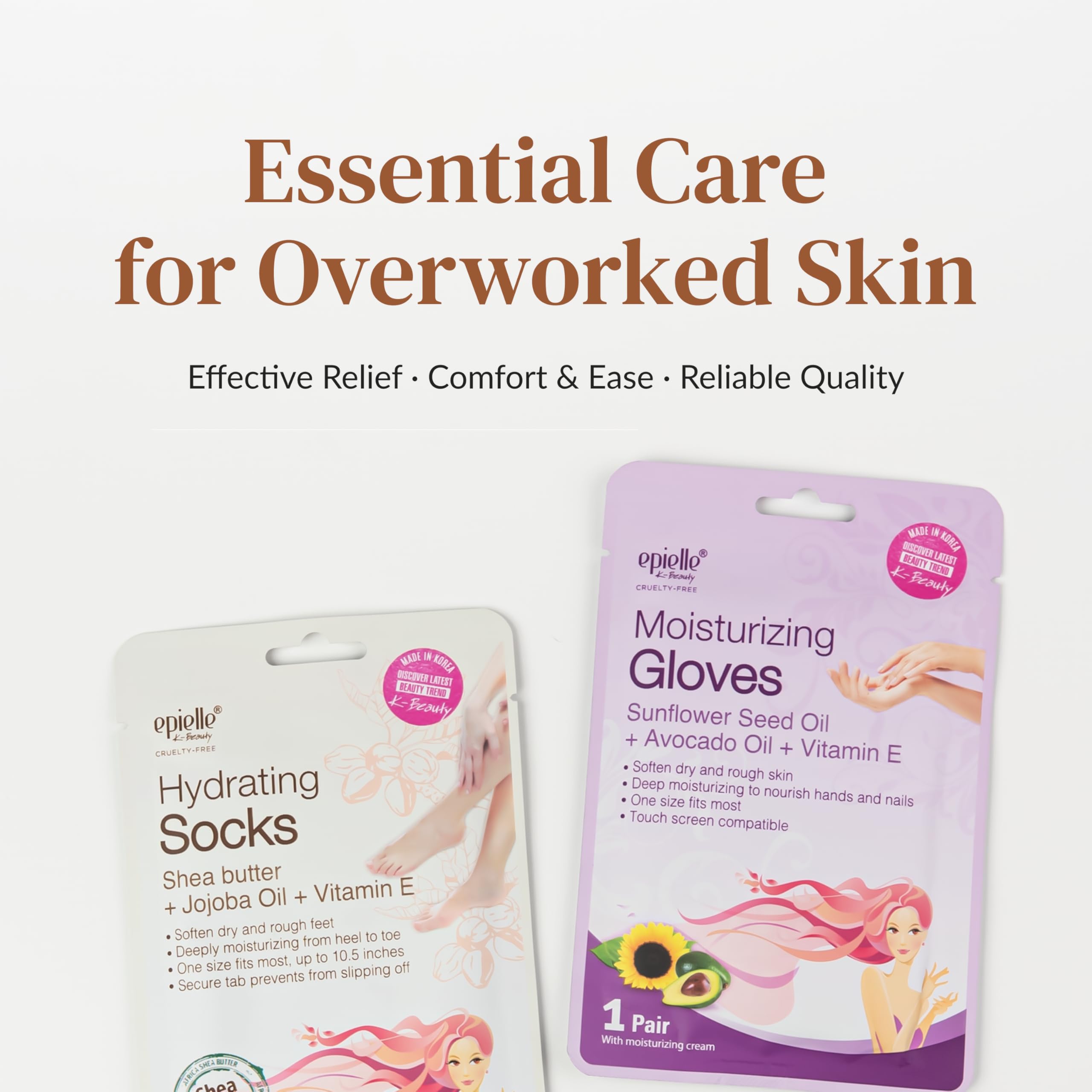 Epielle care routine showing hand and foot masks together