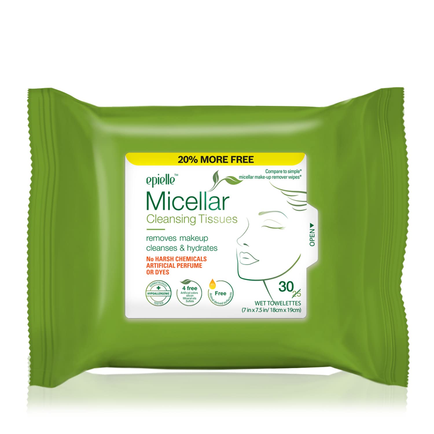 Epielle toallitas micelar con hidratación para piel sensible