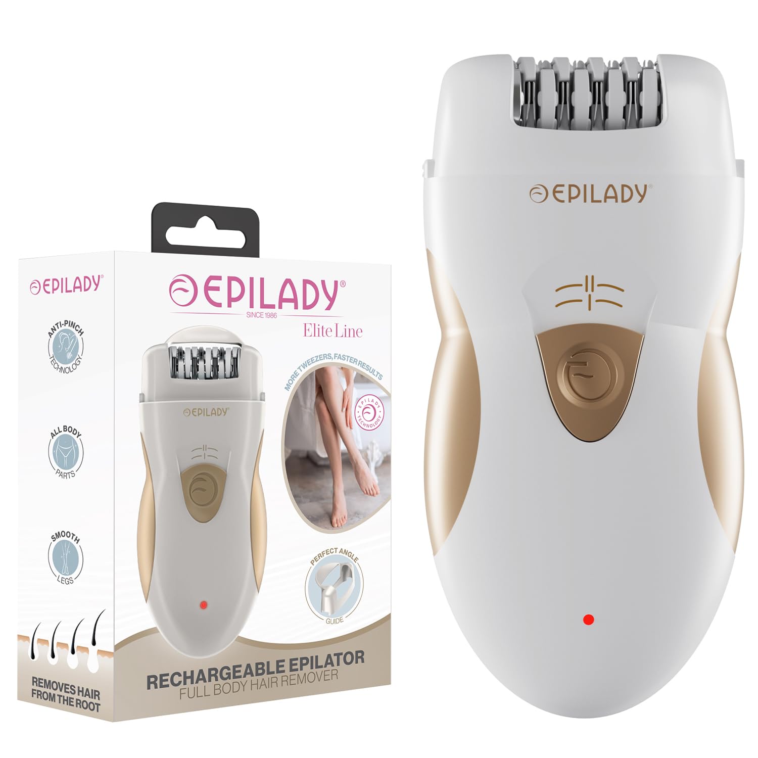 Epilady Legend 5: vista frontal del depilador para resultados duraderos en casa.