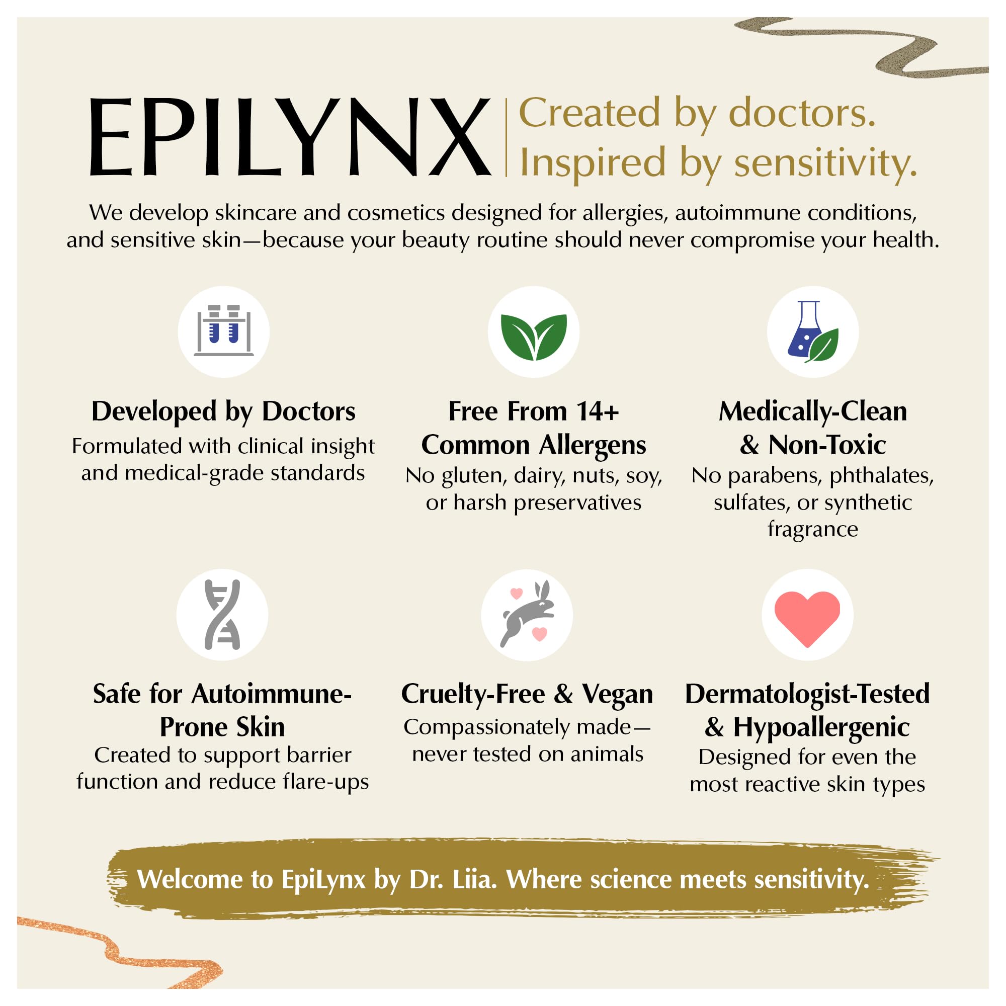 Fórmula vegana y libre de crueldad de EPILYNX, maquillaje responsable.
