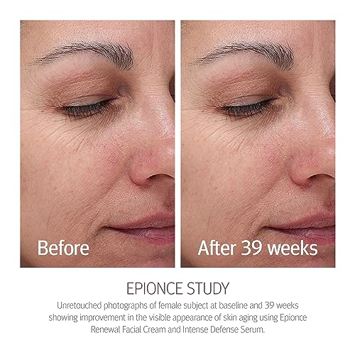 Crema de renovación facial Epionce, dosis diaria, uso recomendado para piel sensible.