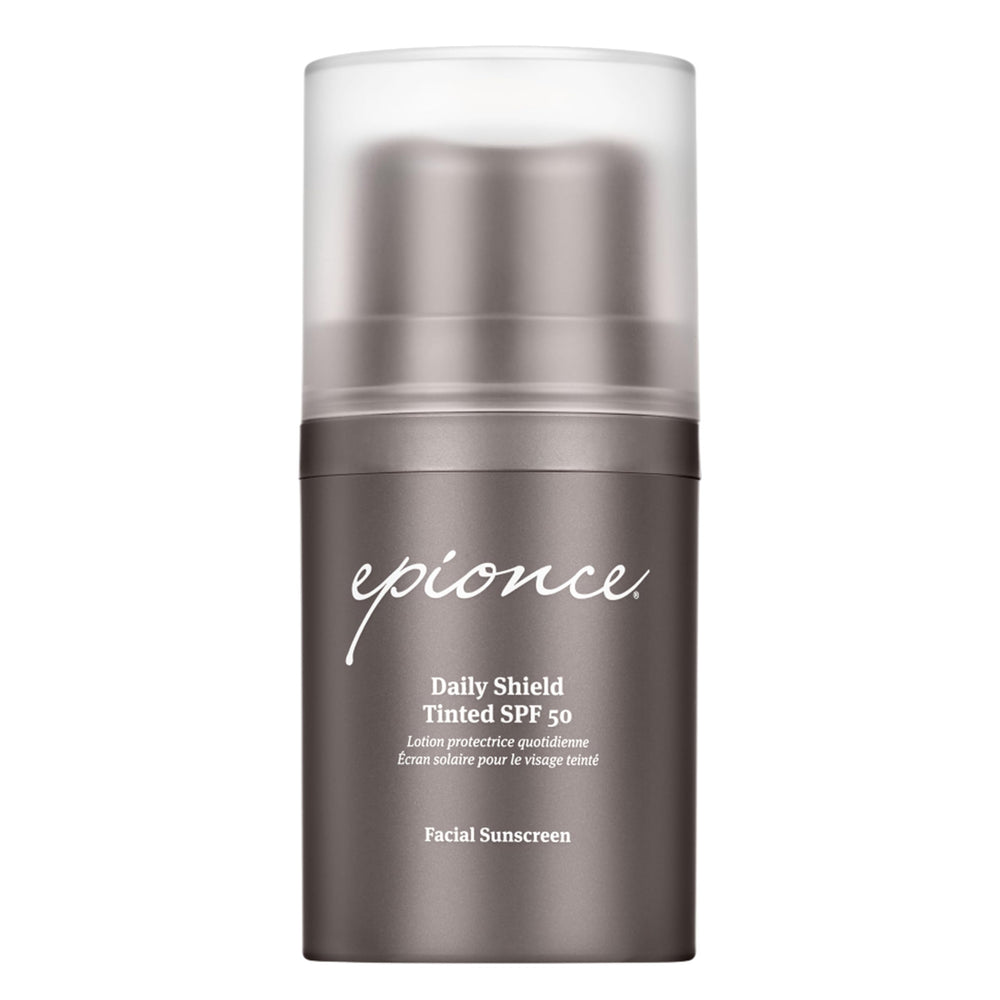 Epionce Daily Shield SPF50 – bouteille montrant une protection UV durable pour le visage.