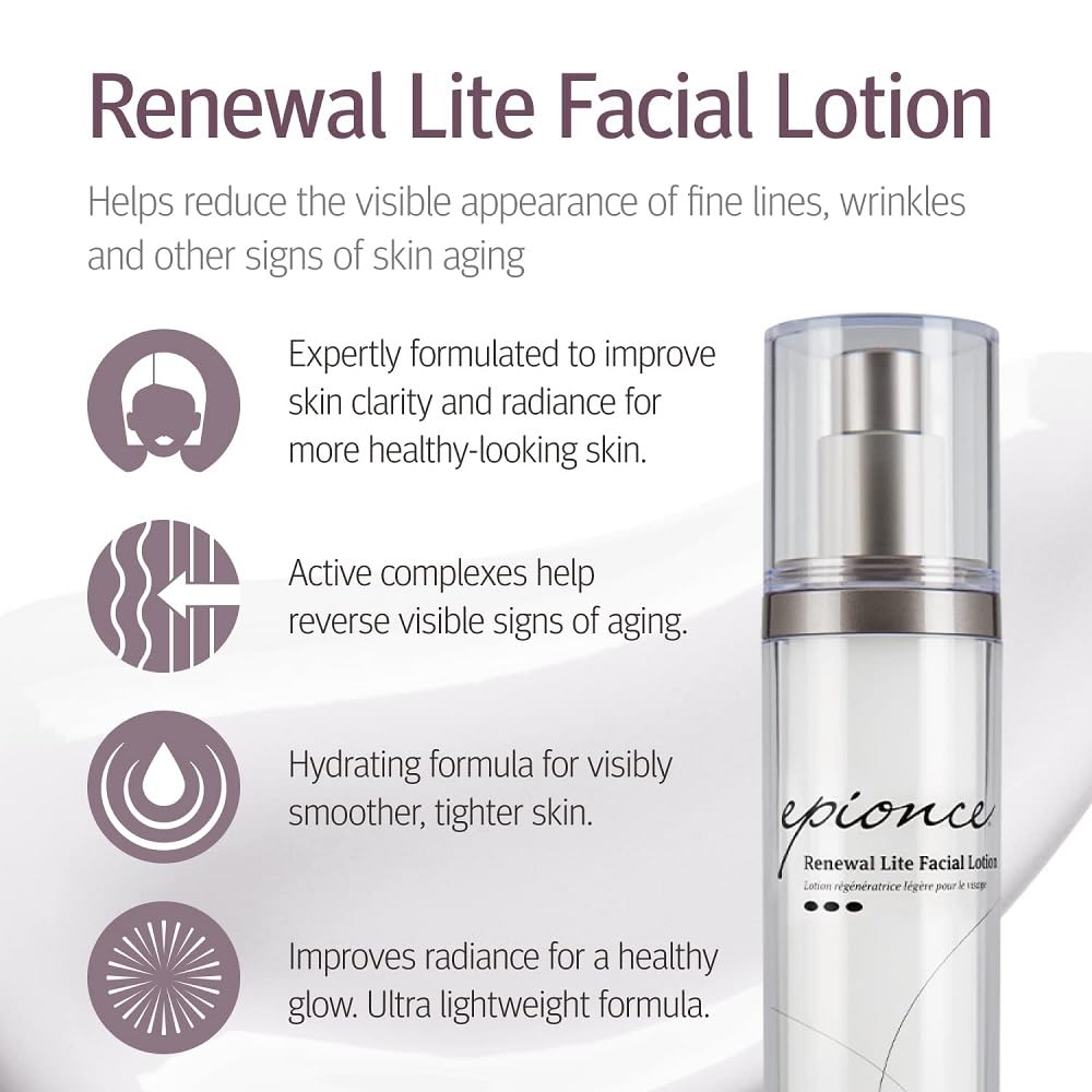 Epionce Renewal Lite Loción Facial: textura suave para uso diario en piel propensa a grasa.