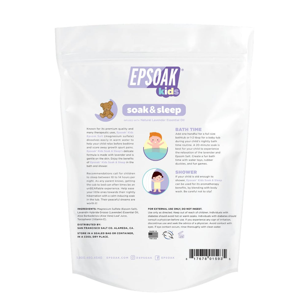 Epsoak Kids Lavanda: etiqueta cercana destacando aroma suave