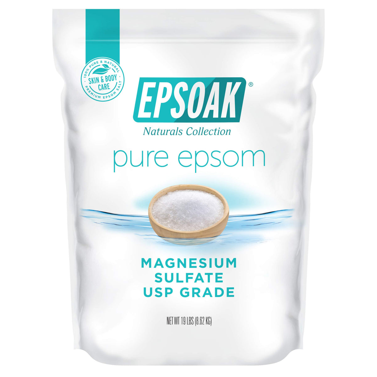 Epsoak Sal Epsom de 19 libras en bolsa reutilizable para baño diario