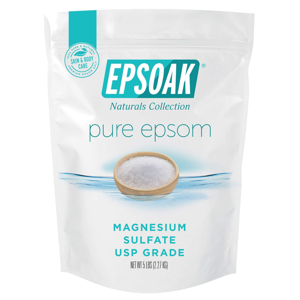 Epsoak Sal Epsom en bolsa de 5 libras, lista para relajación en casa.