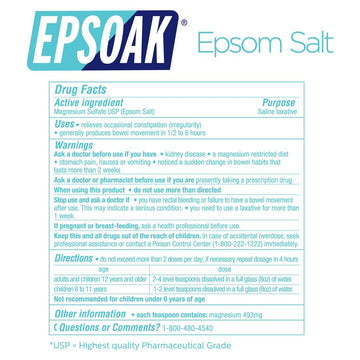 Epsoak Sal Epsom envase EE. UU.: producto fabricado en Estados Unidos.