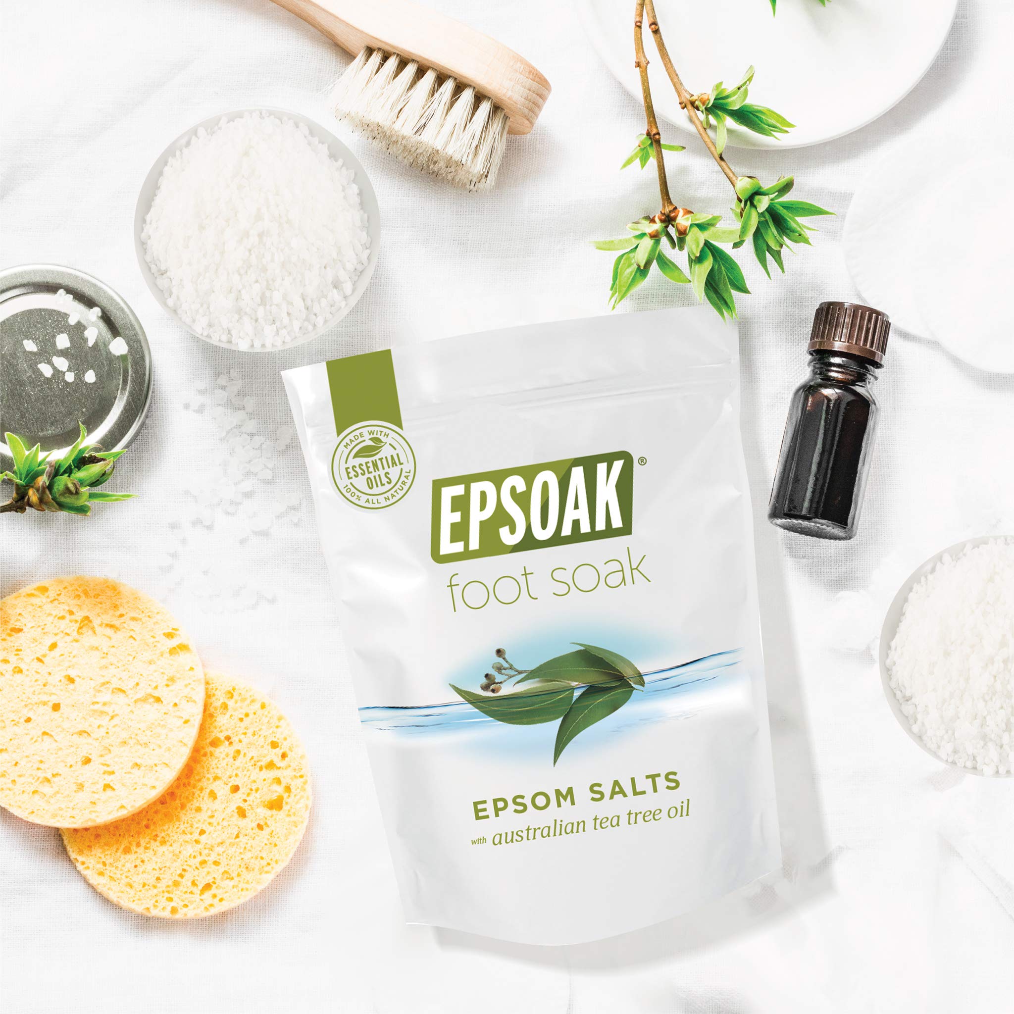 Epsoak Tea Tree Foot Soak aceites de árbol de té, menta y eucalipto