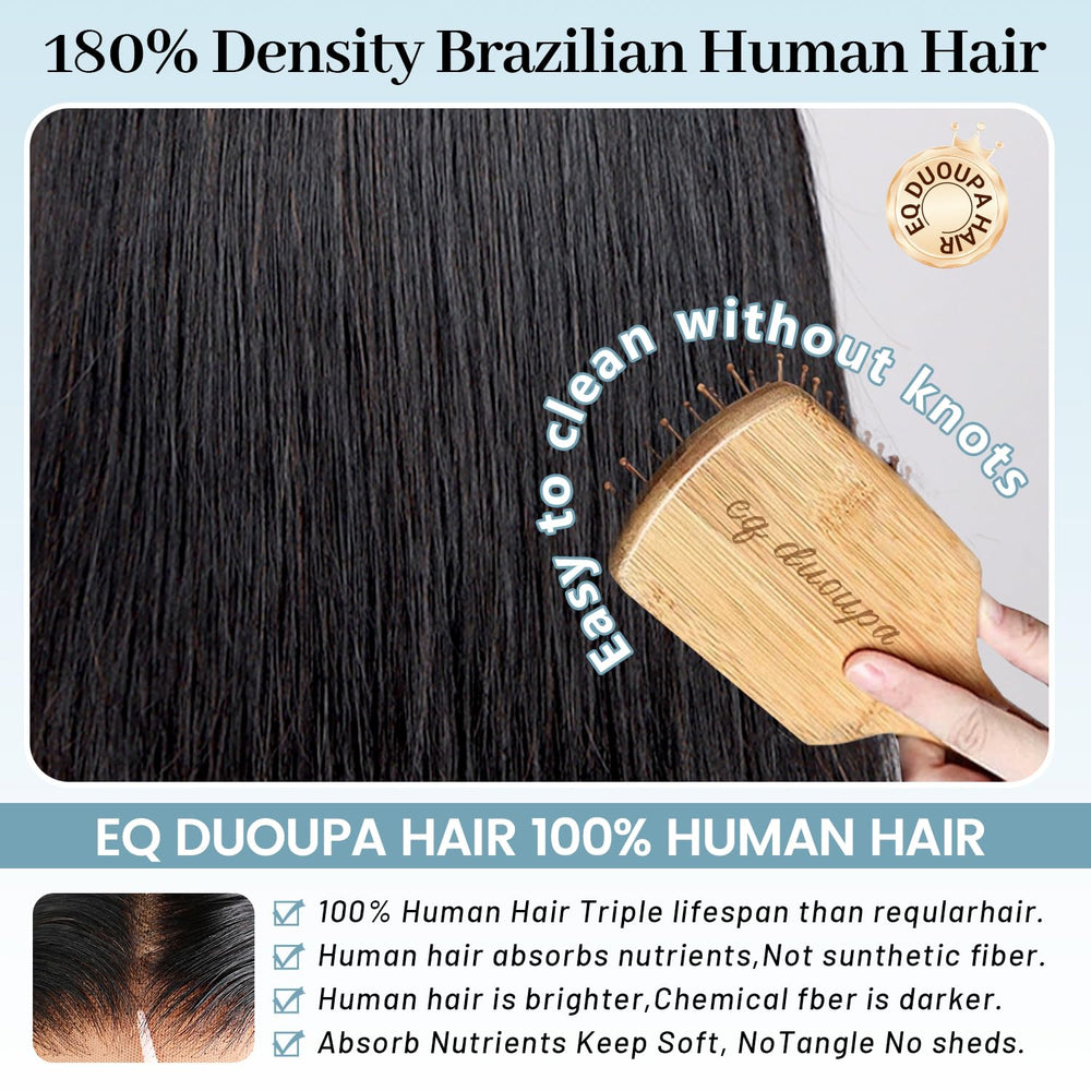 EQ DUOUPA Brazilian human hair bob wig with silky texture for natural movement