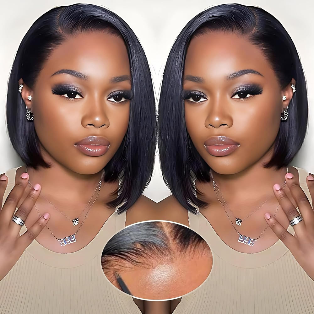 EQ DUOUPA wear-and-go glueless bob wig front view for quick styling